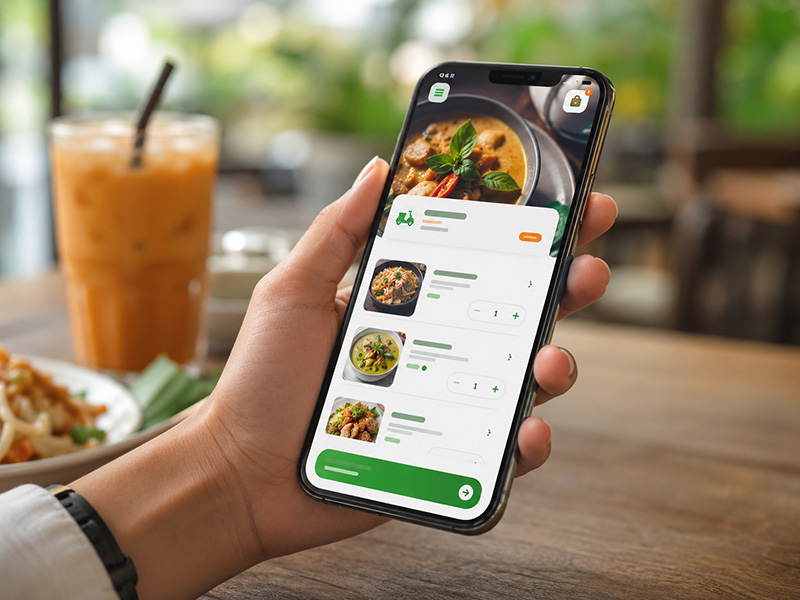 หน้าจอสั่งอาหารผ่าน LINE ของ FoodZab