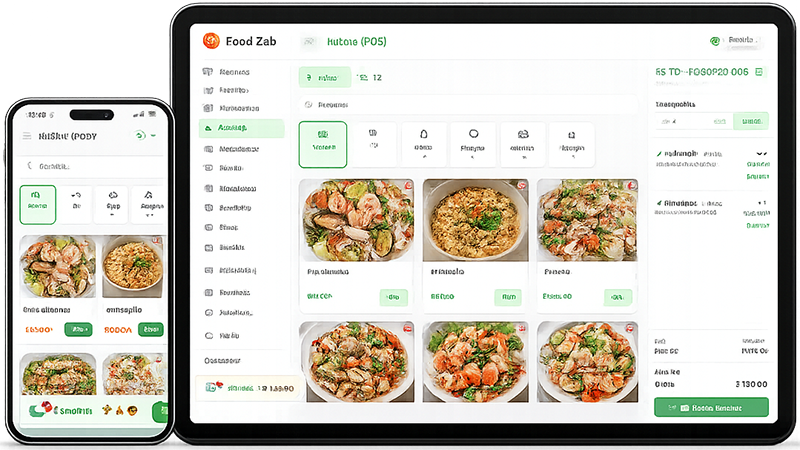 หน้าจอ POS เดลิเวอรีของ FoodZab